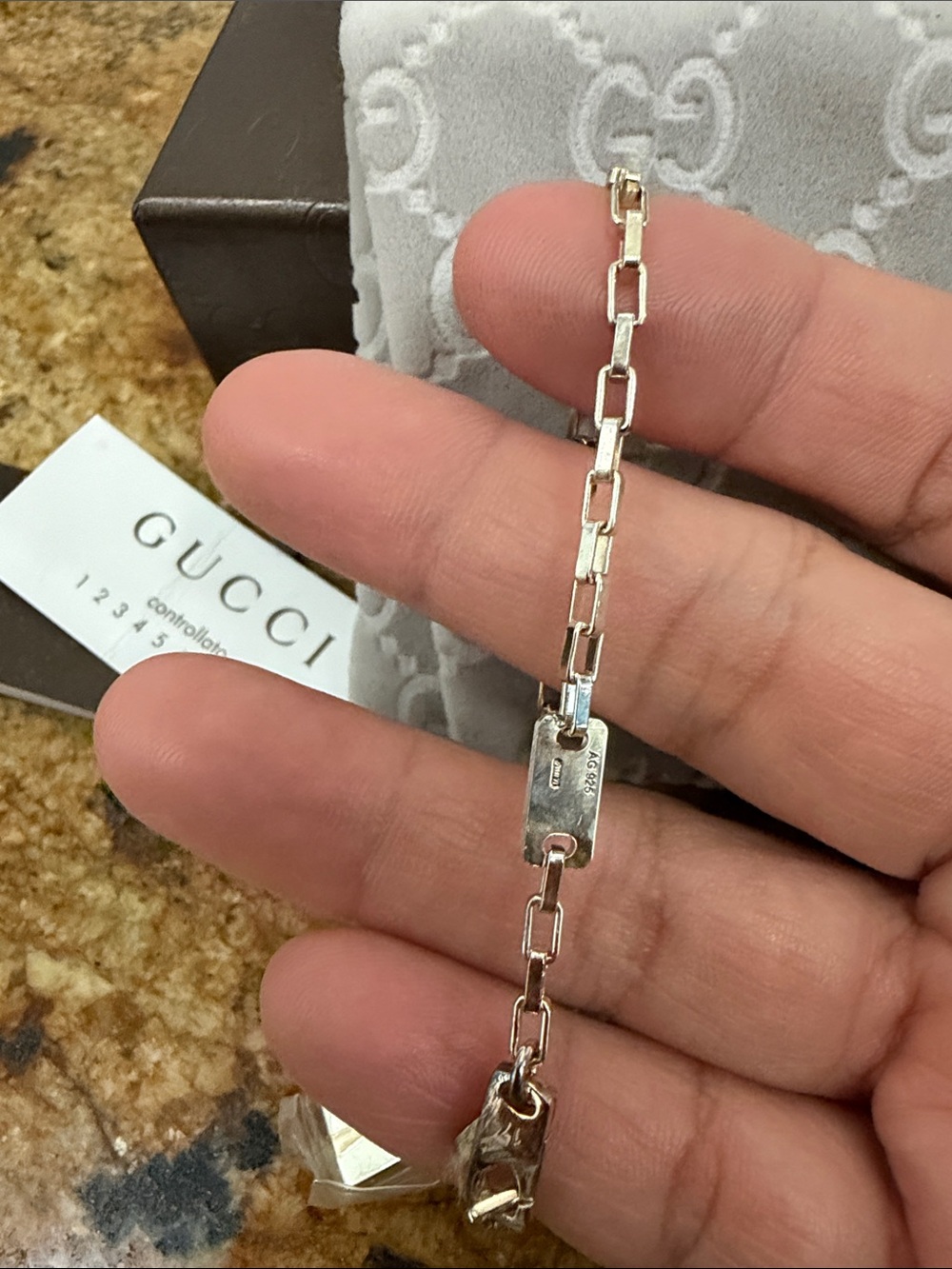 Gucci Silver ID Tag Link Bracelet - Picture 3 of 7